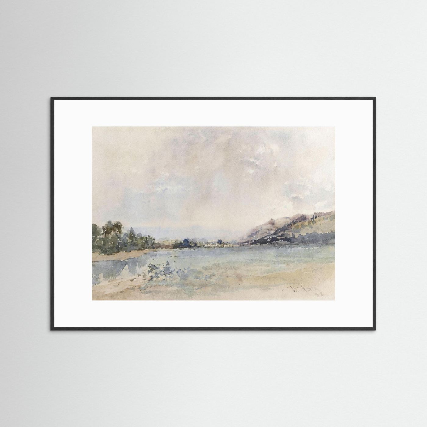 Calm Water Landscape Print | Coastal Wall Art for Neutral Home Decor Black Wood White