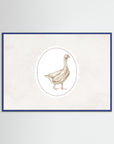 Neutral Goose Art Print | Vintage Farmhouse Wall Art Blue Wood