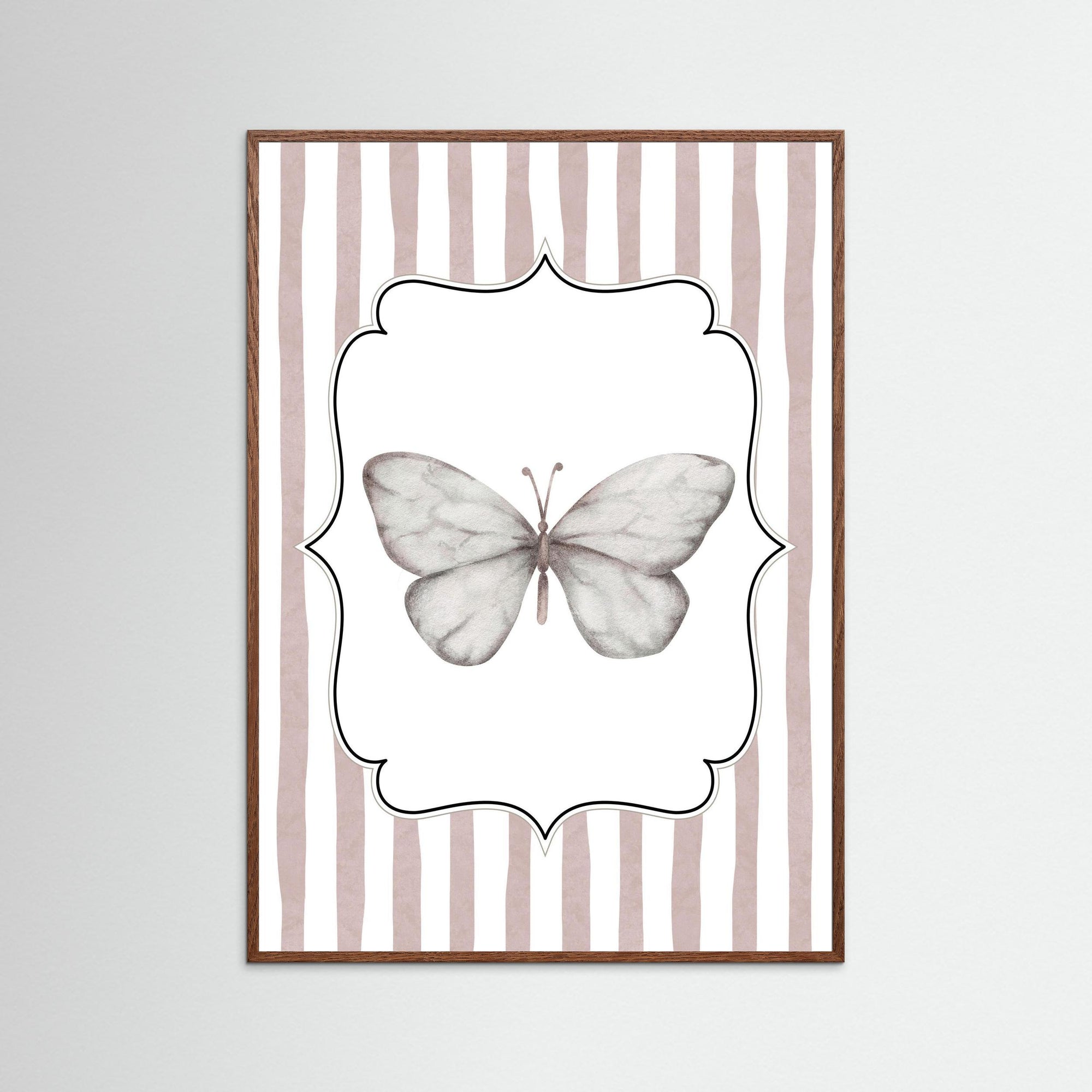Butterfly Art Print | Children's Room & Nursery Wall Art Oak Dark