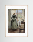 Seamstress by the Window Art Print Oak Nature White