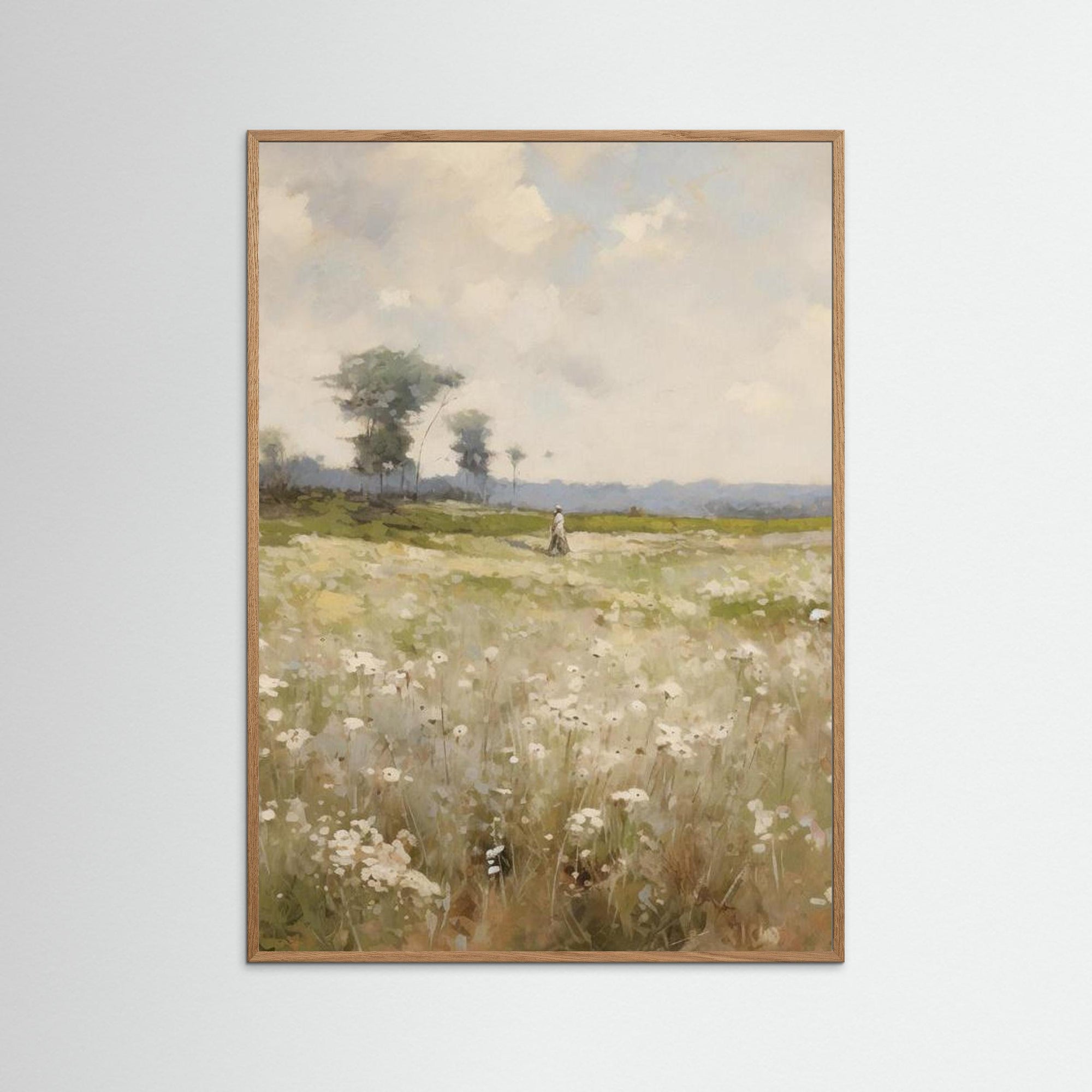 Countryside Field Landscape Art Print Oak Nature No border