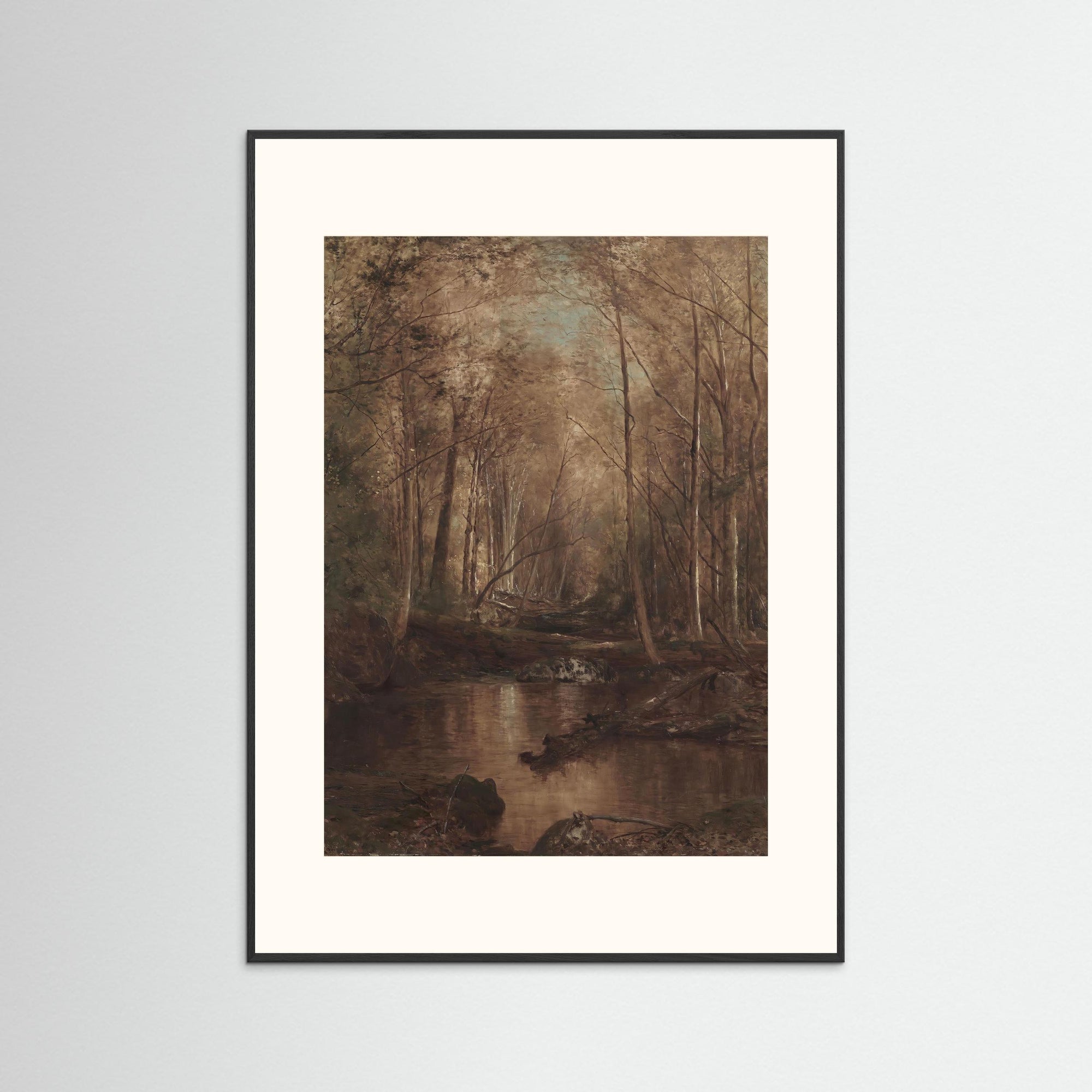 Woodland Creek Landscape Fine Art Print Black Wood Freja