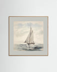 Soft Neutral Ocean Sailboat Print Oak Nature Grey
