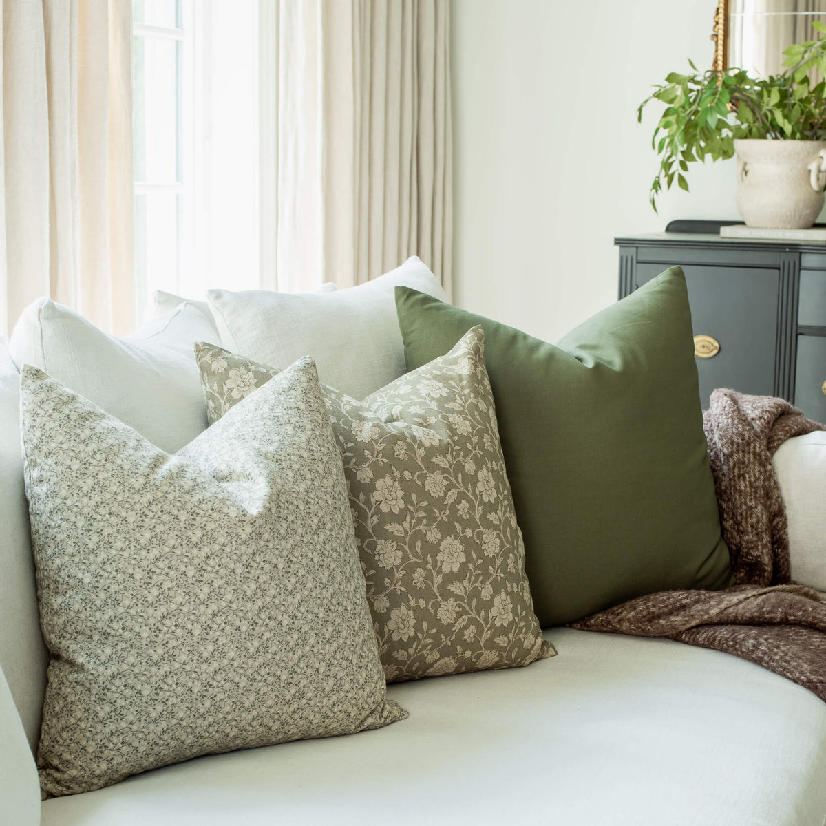 Sylvie Sage Green Floral Pillow Cover