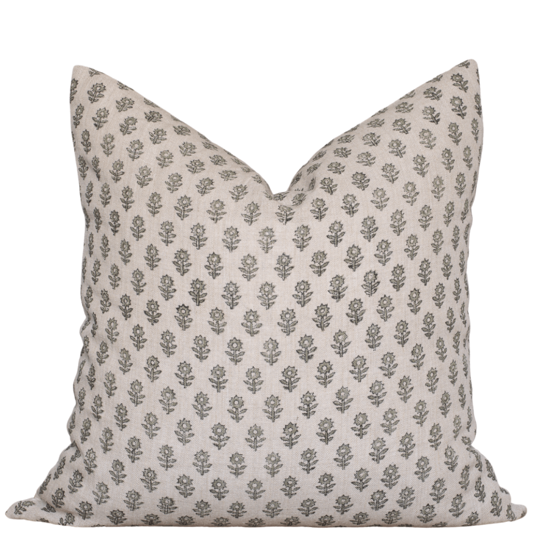 Mori Block Printed Pillow Cover | Sage Green