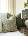 Esme Sage Green Floral Pillow Cover
