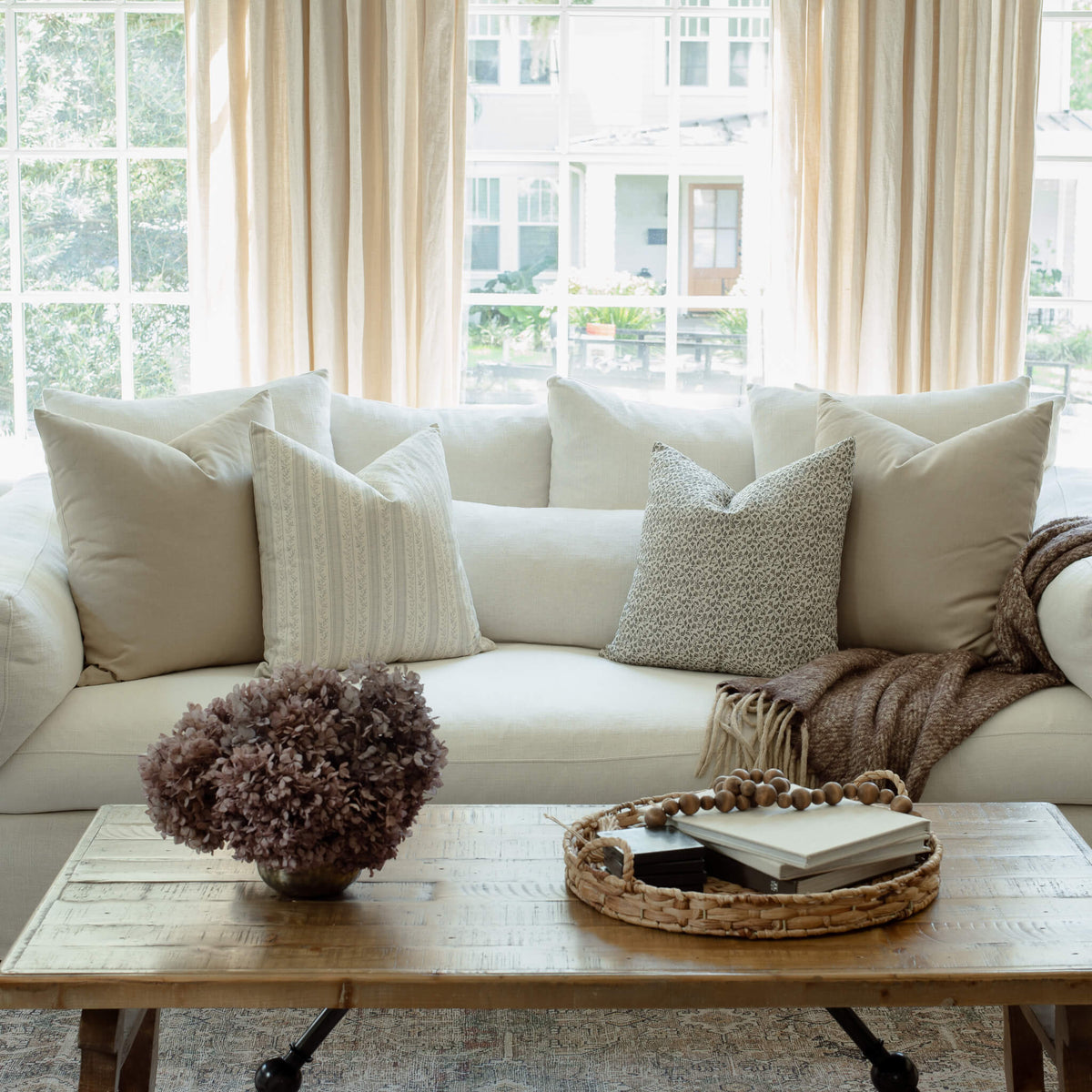 Camille Neutral Botanical Pillow Cover