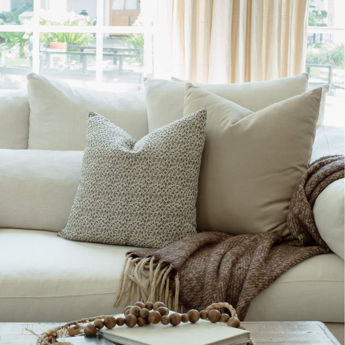 Camille Neutral Botanical Pillow Cover