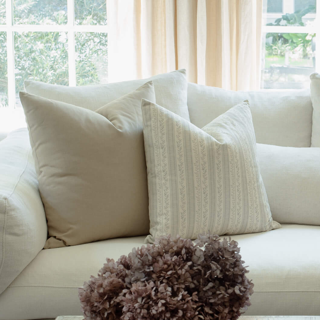 Faye Blue Vine Stripe Pillow Cover