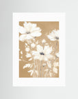 Neutral White Flowers Floral Art Print No Frame White