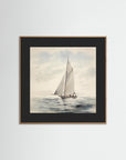 Soft Neutral Ocean Sailboat Print Oak Nature Black