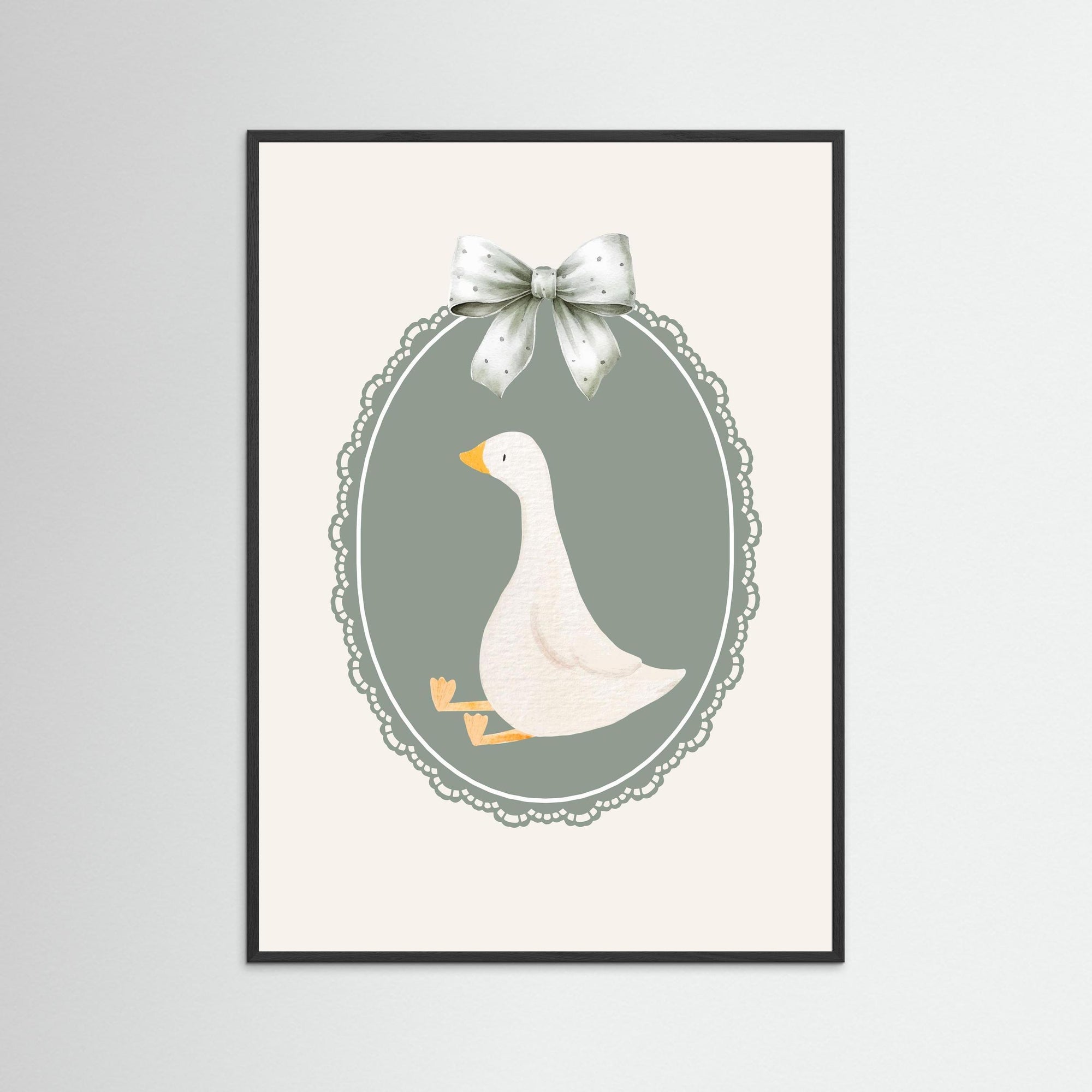 Goose Illustration | Children's Room Decor Black Wood