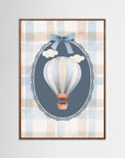 Hot Air Balloon Wall Art | Baby Boy Nursery Decor Oak Dark