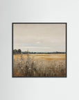 Neutral Field Landscape Art Print Black Wood No border