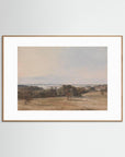 Vintage Pastoral Landscape Art Print Oak Nature White
