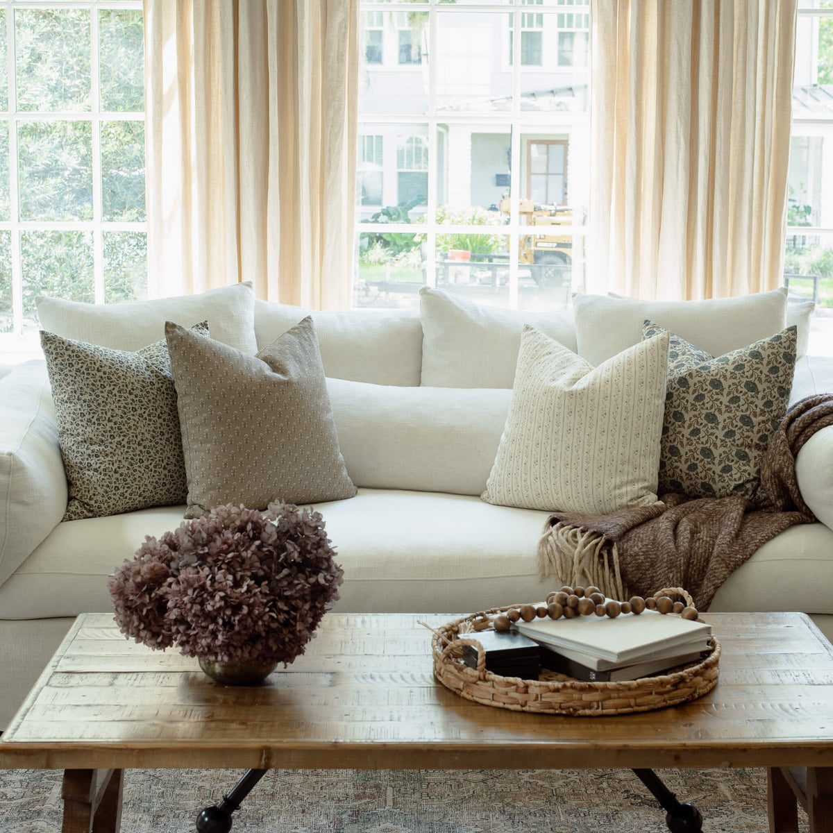 Adeline Blue Floral Pillow Cover