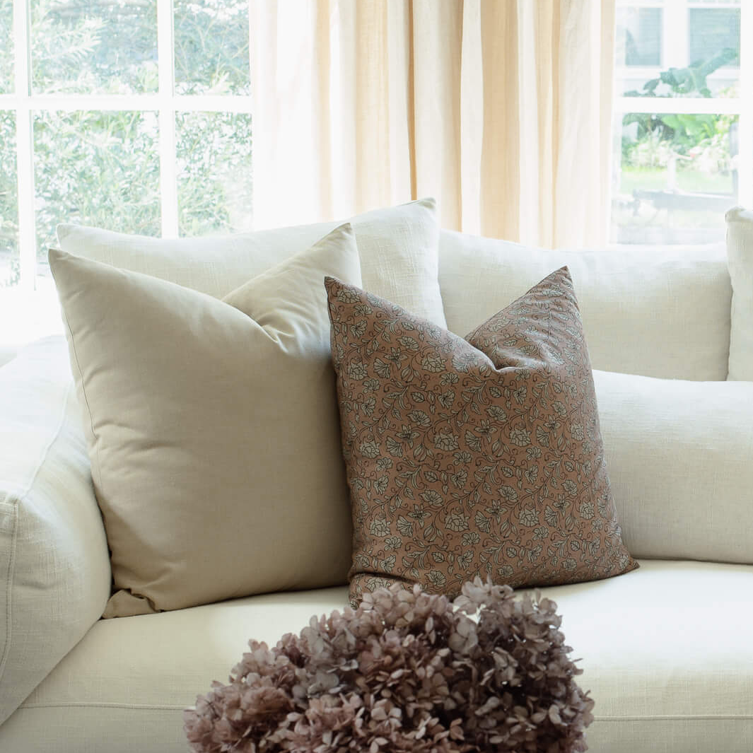 Odette Terracotta Botanical Pillow Cover