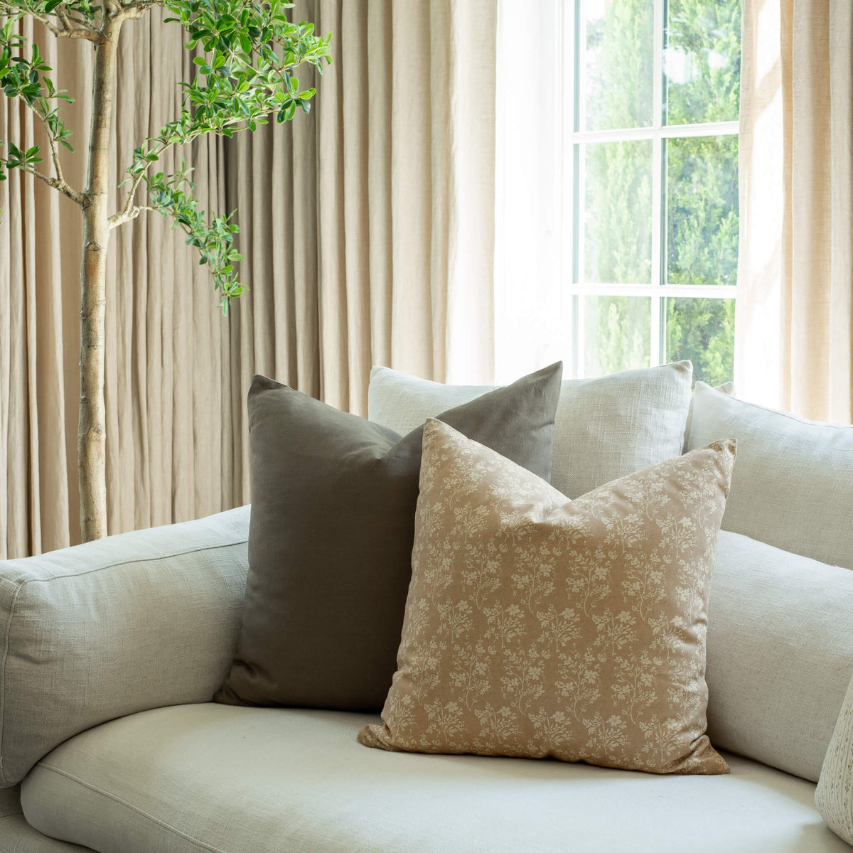 Fleur Sand Floral Pillow Cover