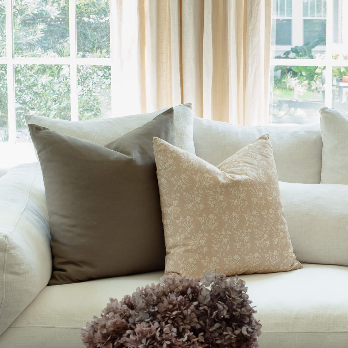 Fleur Sand Floral Pillow Cover