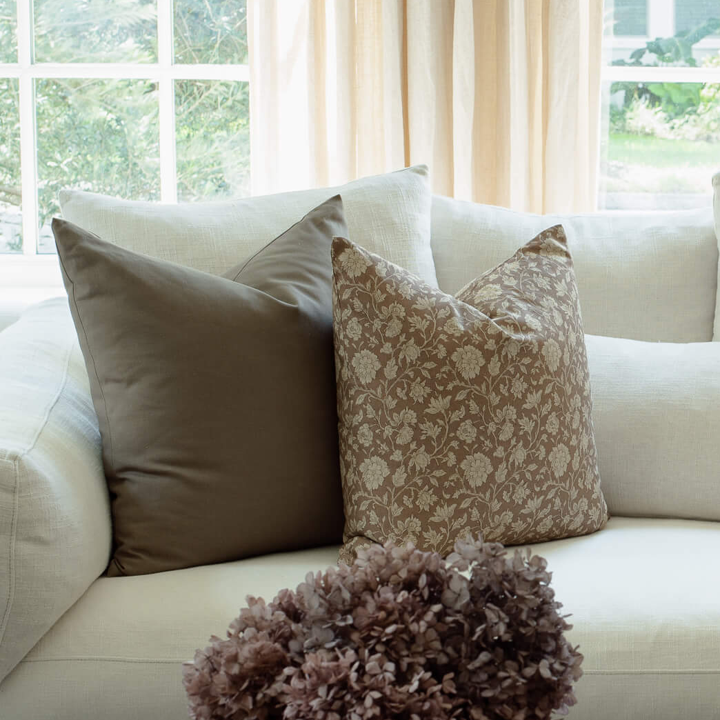 Madeleine Taupe Botanical Pillow Cover