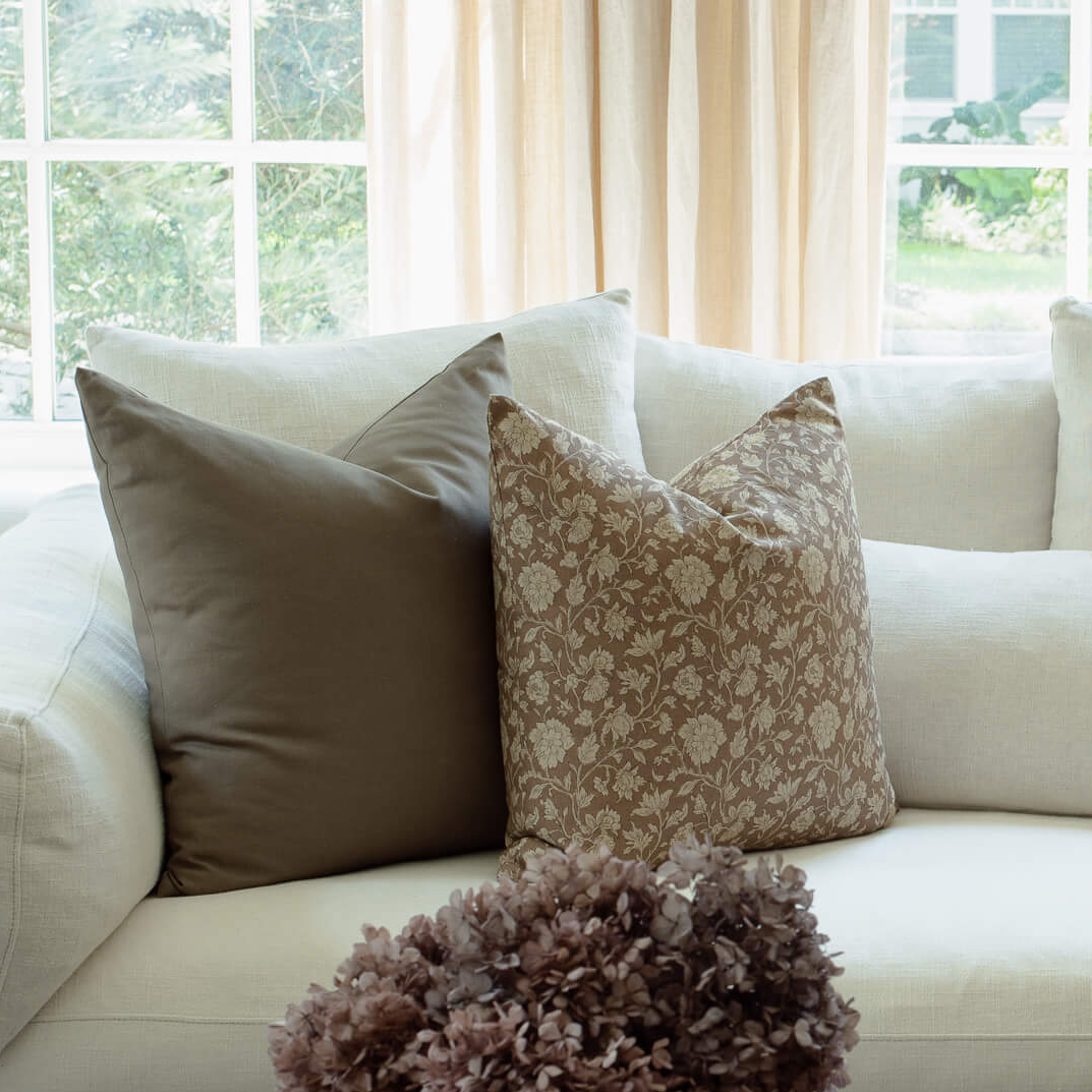 Leme Taupe Cotton Pillow Cover