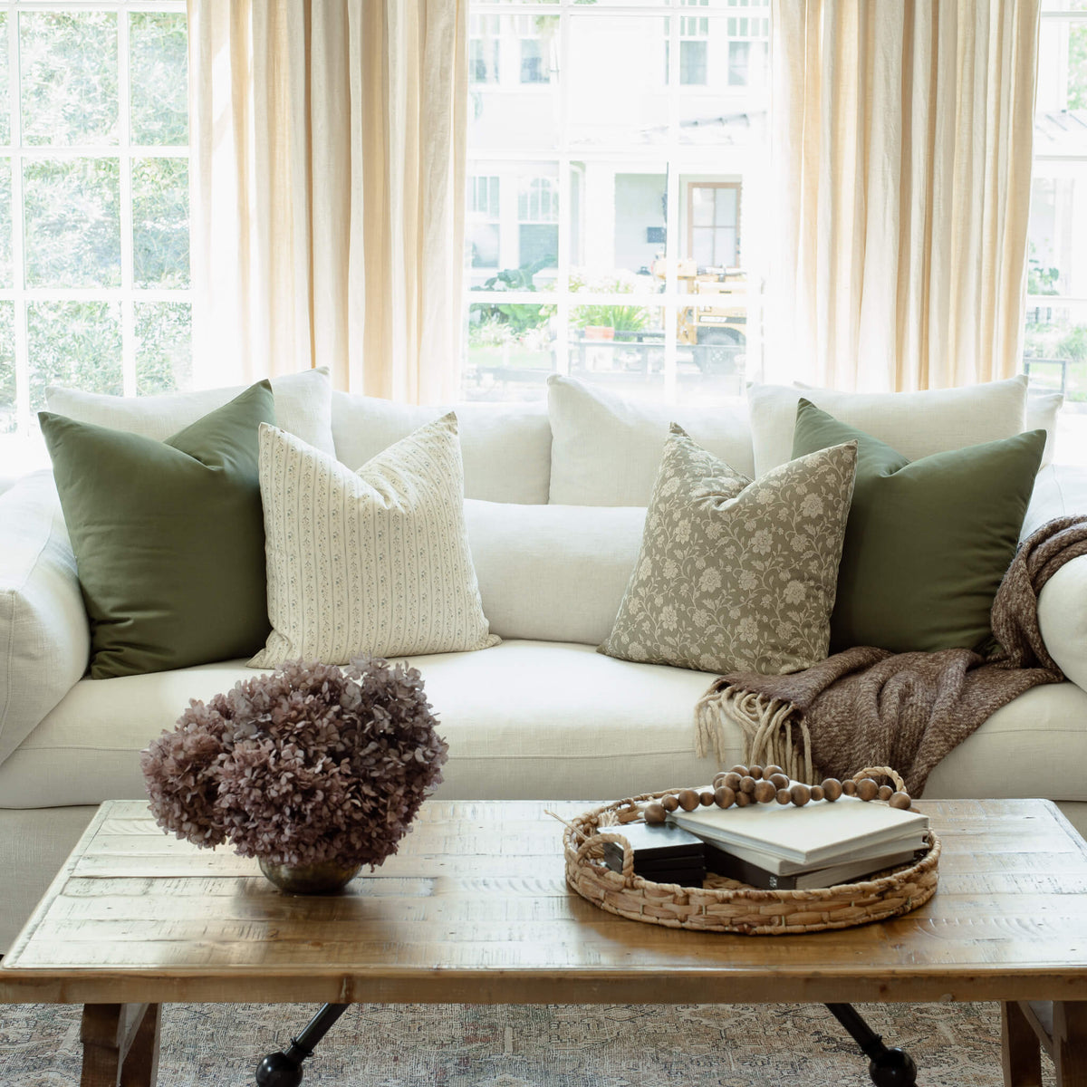 Esme Sage Green Floral Pillow Cover