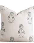 Devi Floral Block Printed Pillow Cover | Teal Green/Blue