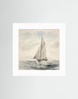 Soft Neutral Ocean Sailboat Print No Frame White