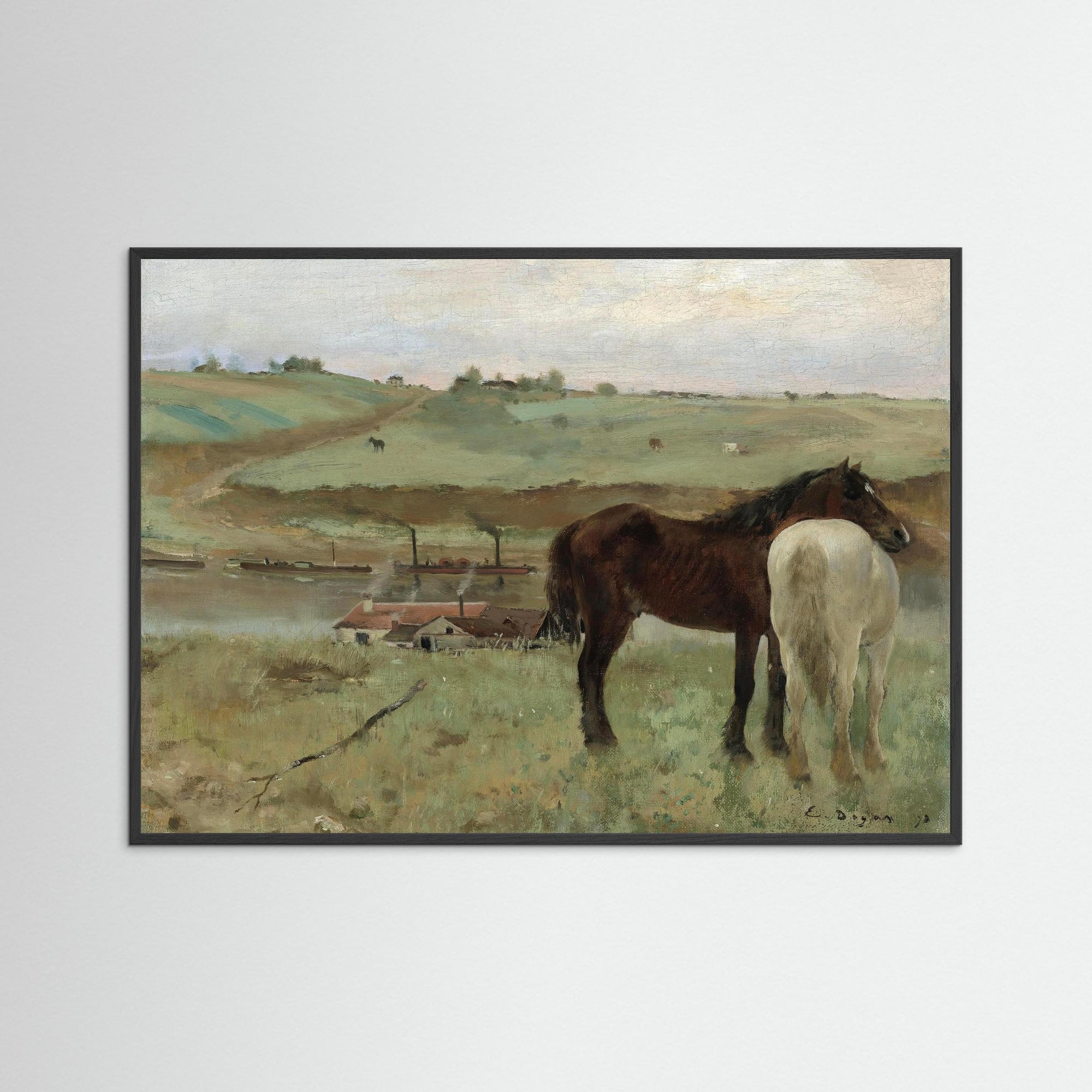 Timeless Equestrian Landscape Fine Art Print Black Wood No border