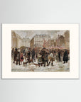 Vintage Parisian Street Scene Art Print White Wood Freja