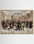 Vintage Parisian Street Scene Art Print Oak Nature No border
