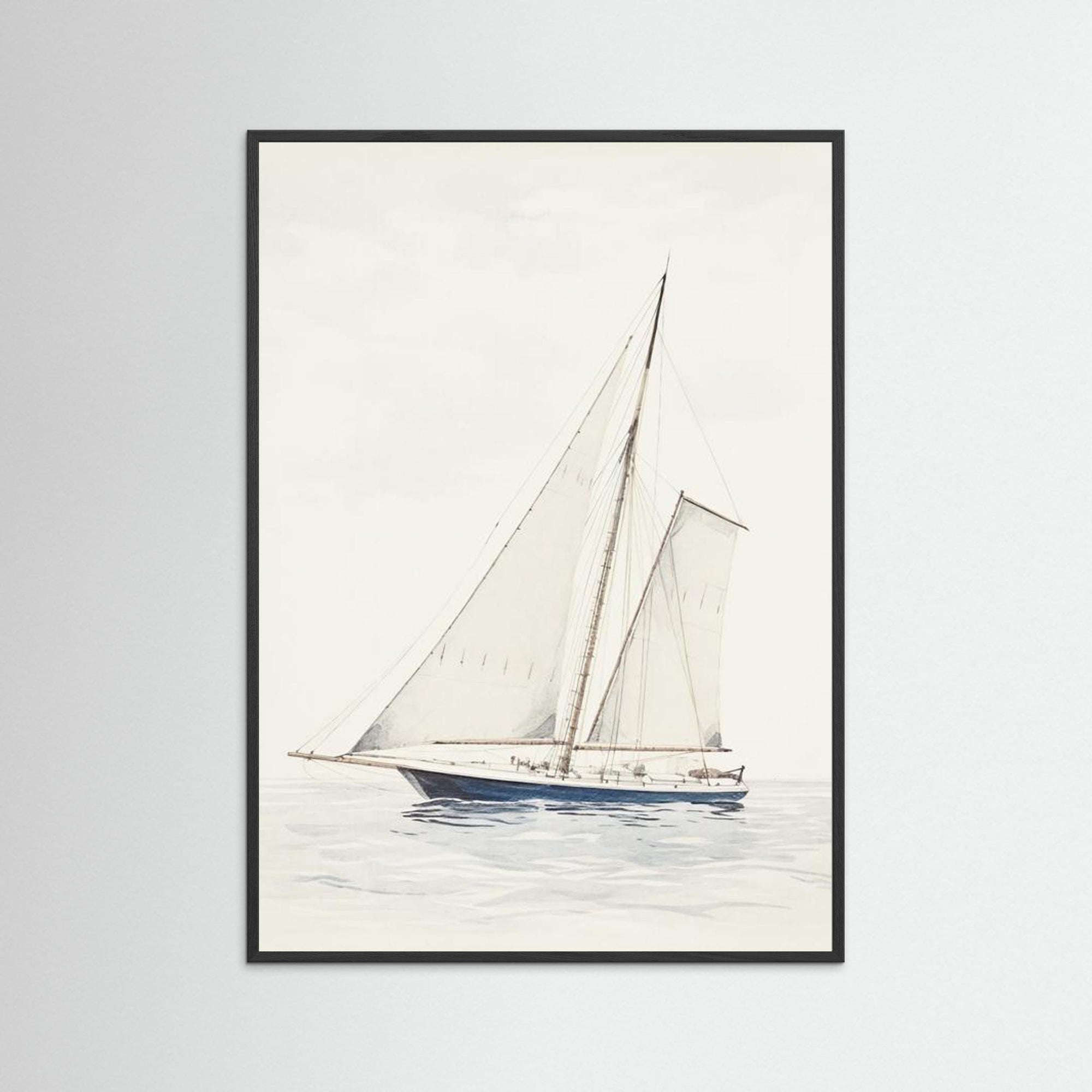 Sailboat Wall Art Print Black Wood No border