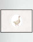 Neutral Goose Art Print | Vintage Farmhouse Wall Art Black Wood