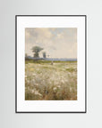 Countryside Field Landscape Art Print Black Wood White