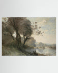 Vintage Riverside Landscape with Trees Fine Art Print No Frame No border
