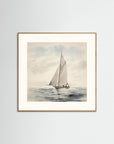 Soft Neutral Ocean Sailboat Print Oak Nature Freja