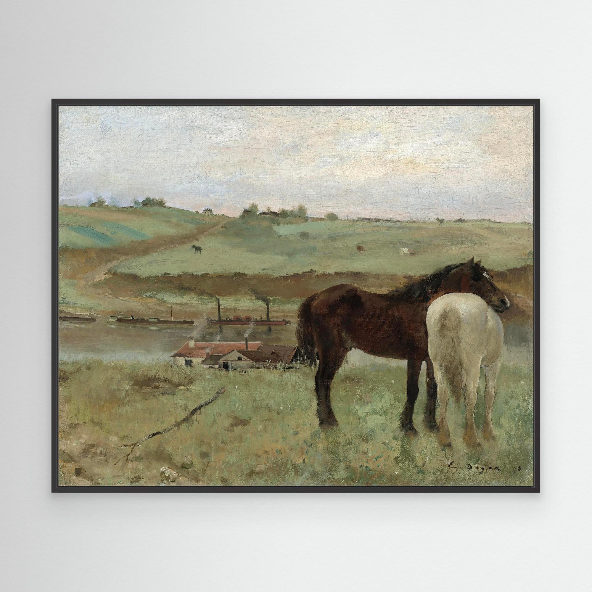 Timeless Equestrian Landscape Canvas Black