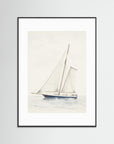 Sailboat Wall Art Print Black Wood White