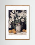 Vintage Fruit and Floral Arrangement Print Oak Nature White