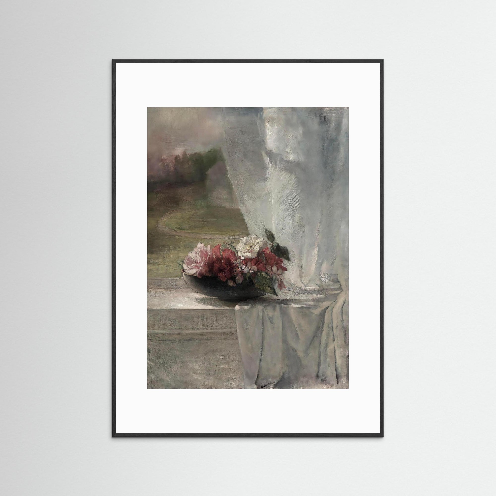 Spring Flowers Art Print Black Wood White