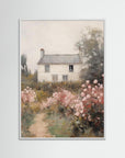 Rustic Cottage Landscape Fine Art Print White Wood No border