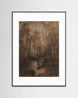 Woodland Creek Landscape Fine Art Print Black Wood White