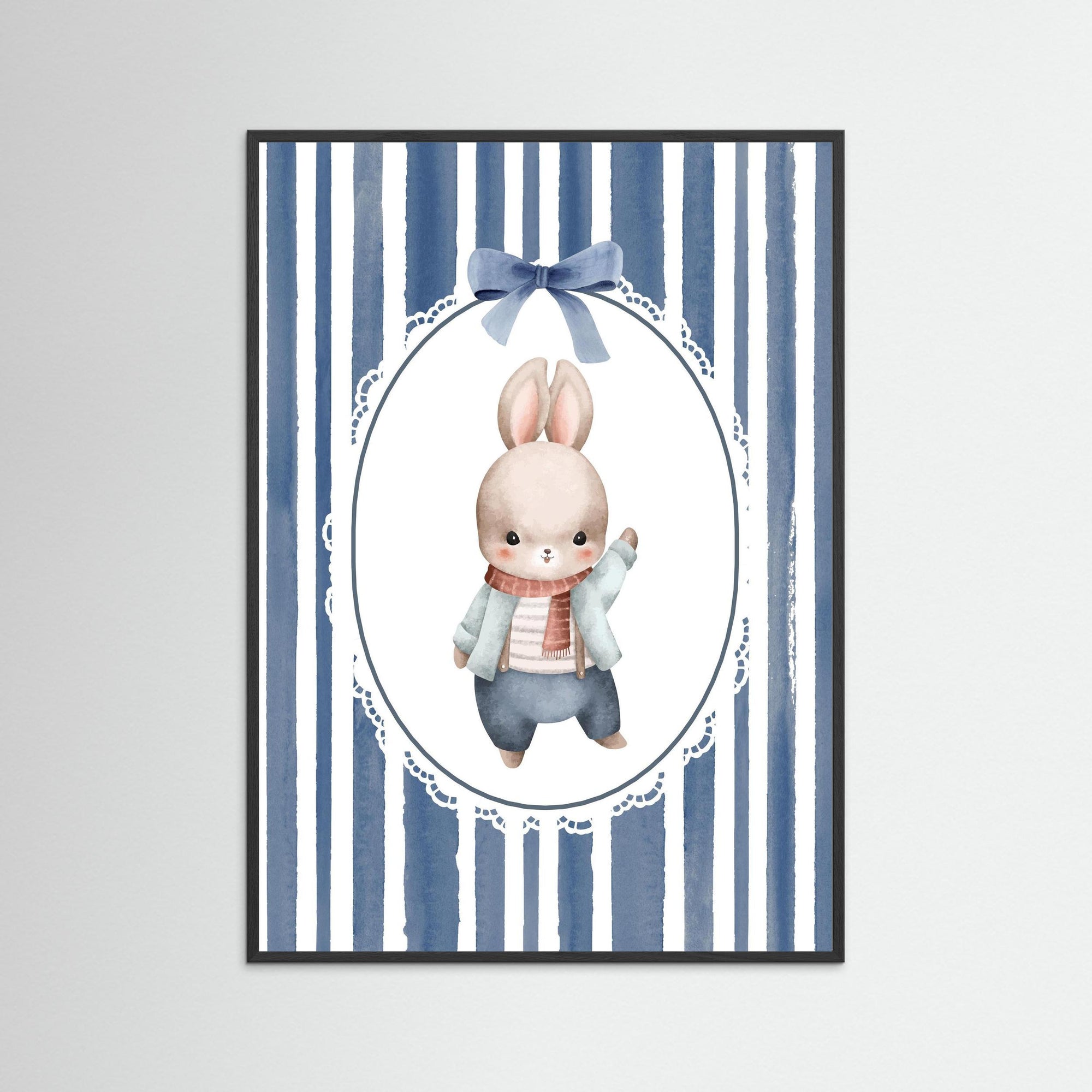 Bunny Illustration | Boys Room & Nursery Wall Decor Black Wood
