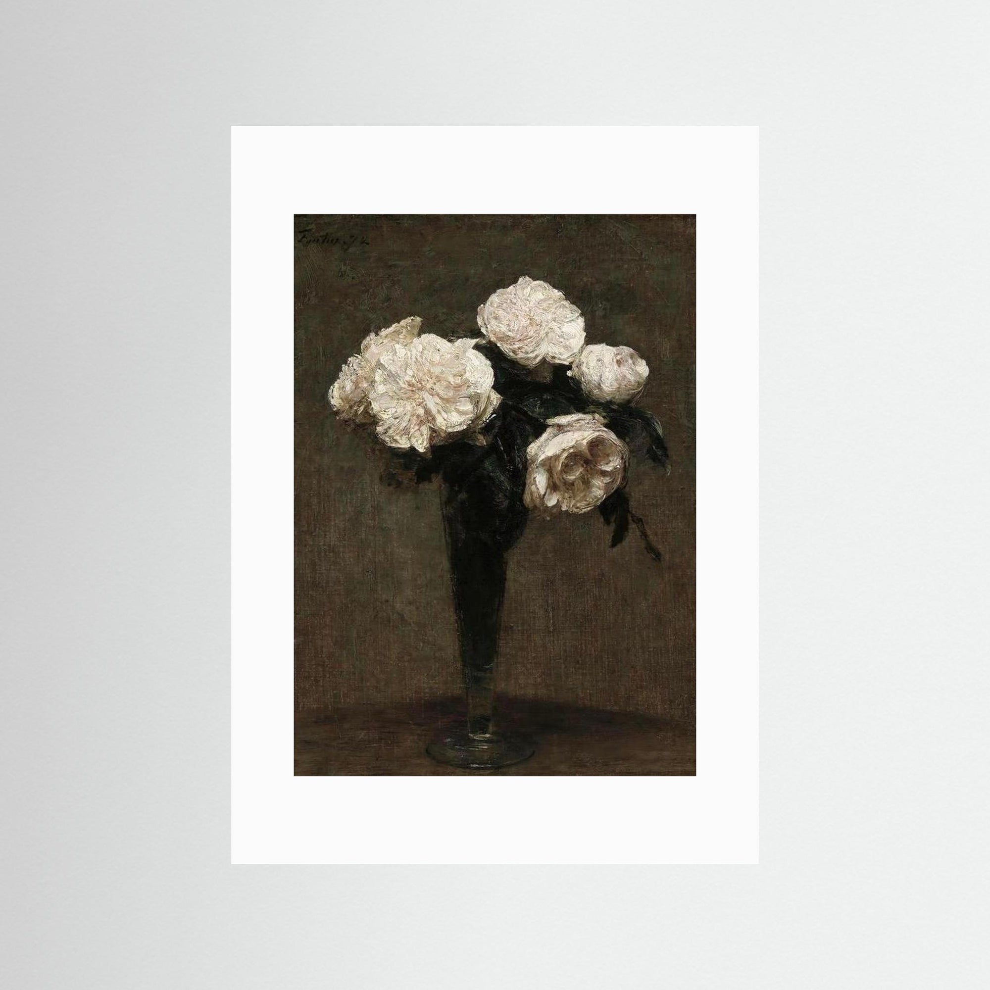 White Floral Vase Art Print No Frame White