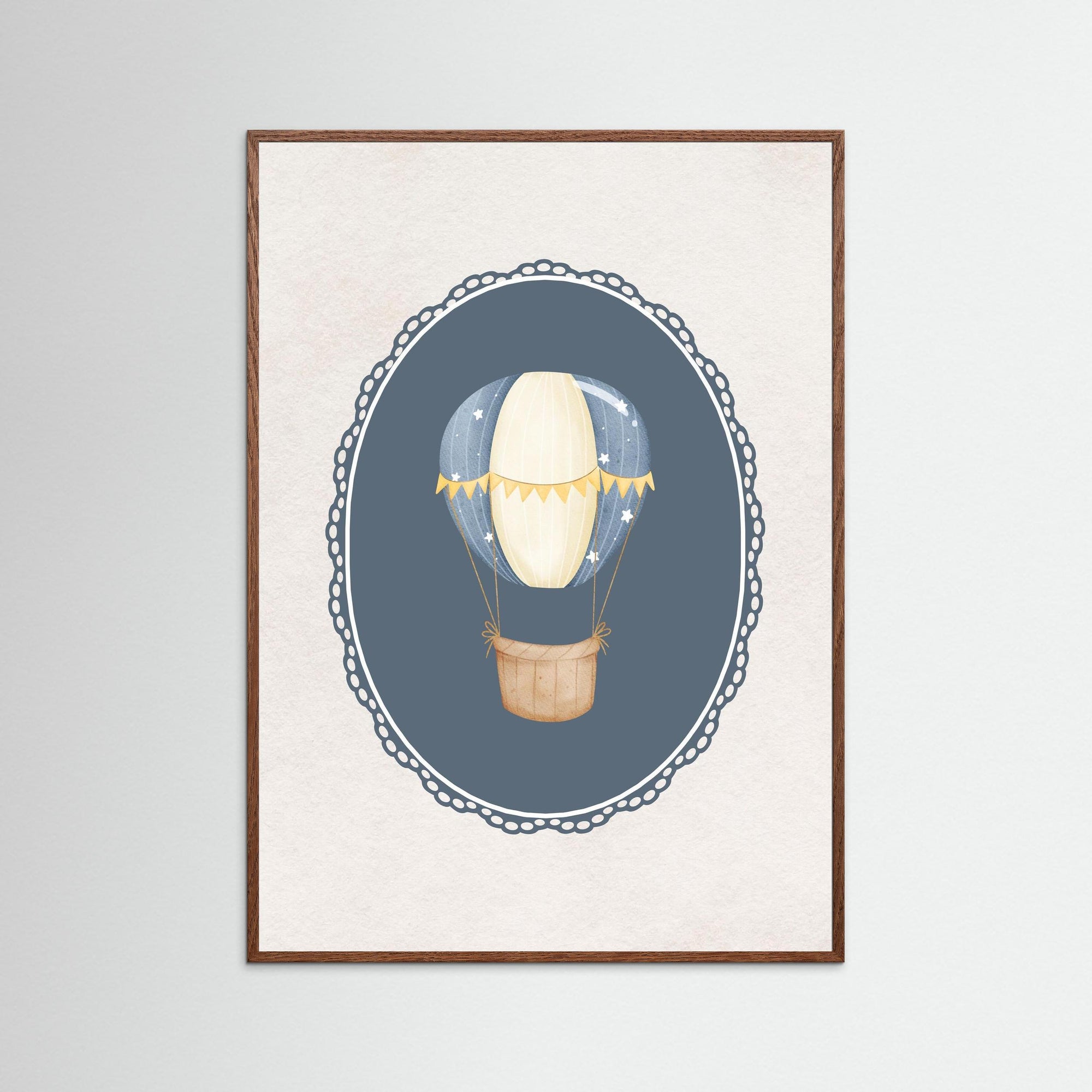 Blue Balloon Wall Art Print | Boys Room &amp; Nursery Decor Oak Dark
