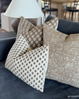 Cora Floral Block Printed Pillow Cover | Brown | Lumbar