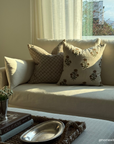 Ayla Floral Block Printed Pillow Cover | Mustard