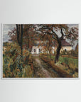 Cottage Landscape Art Print White Wood No border