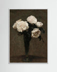 White Floral Vase Art Print White Wood No border