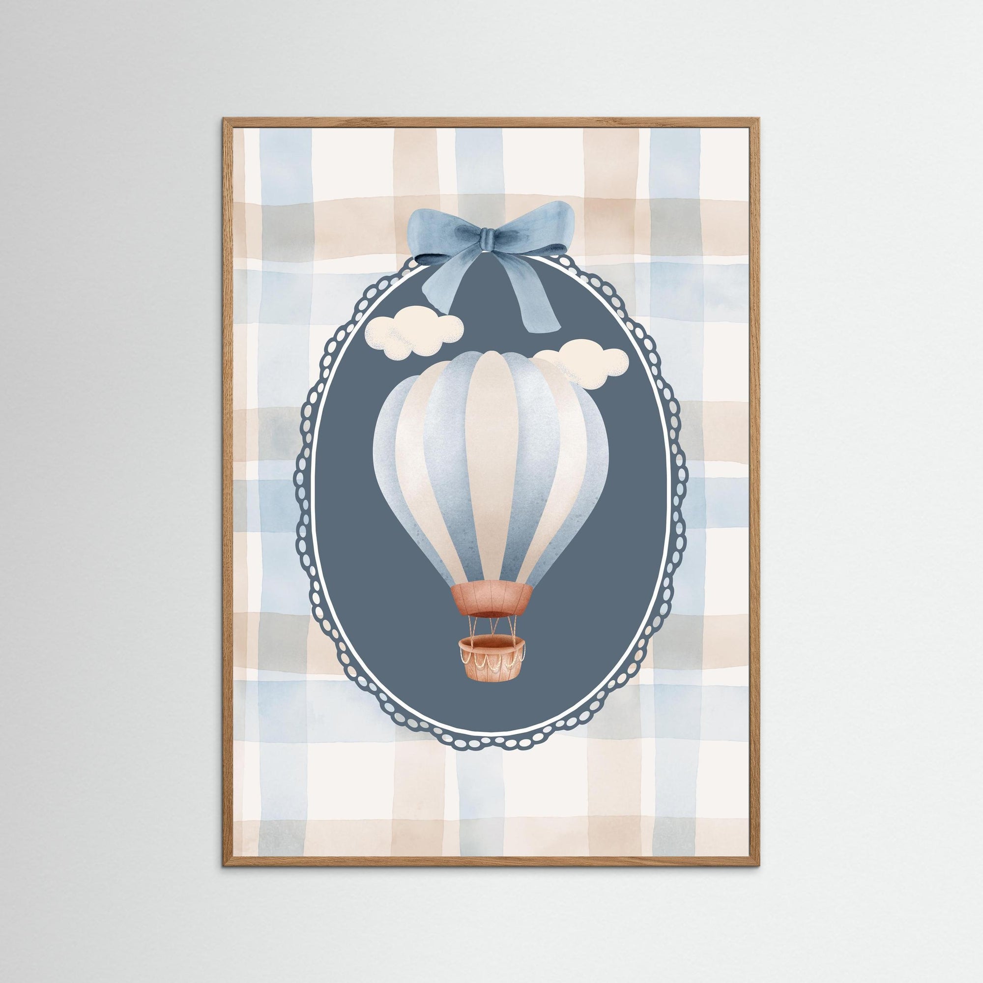 Hot Air Balloon Wall Art | Baby Boy Nursery Decor Oak Nature